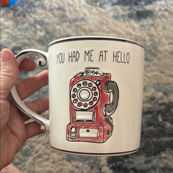Large Vintage Style Red Telephone “You Had Me At Hello” Coffee Mug - Picture 1 of 5
